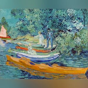 Vincent van Gogh's Bank of the Oise at Auvers (1890) famous painting. Art Paper